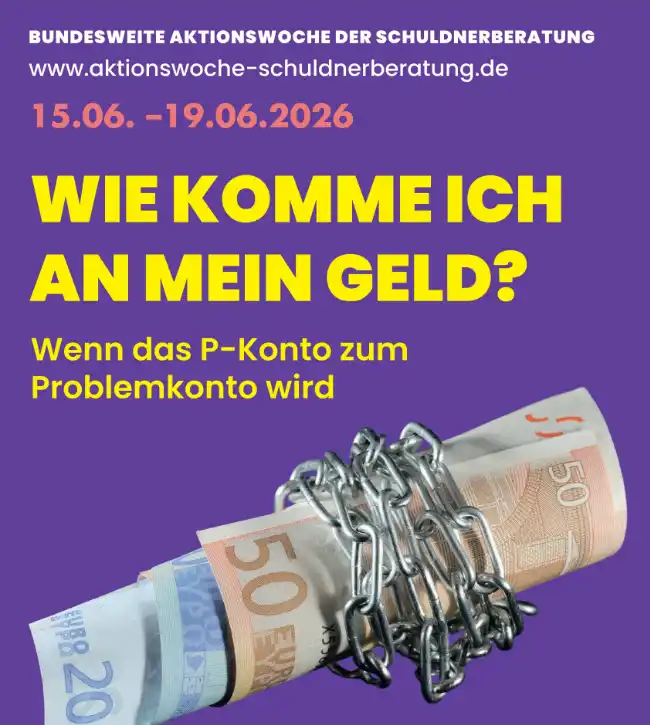 Plakat zur Aktionswoche der Schuldnerberatung 2026